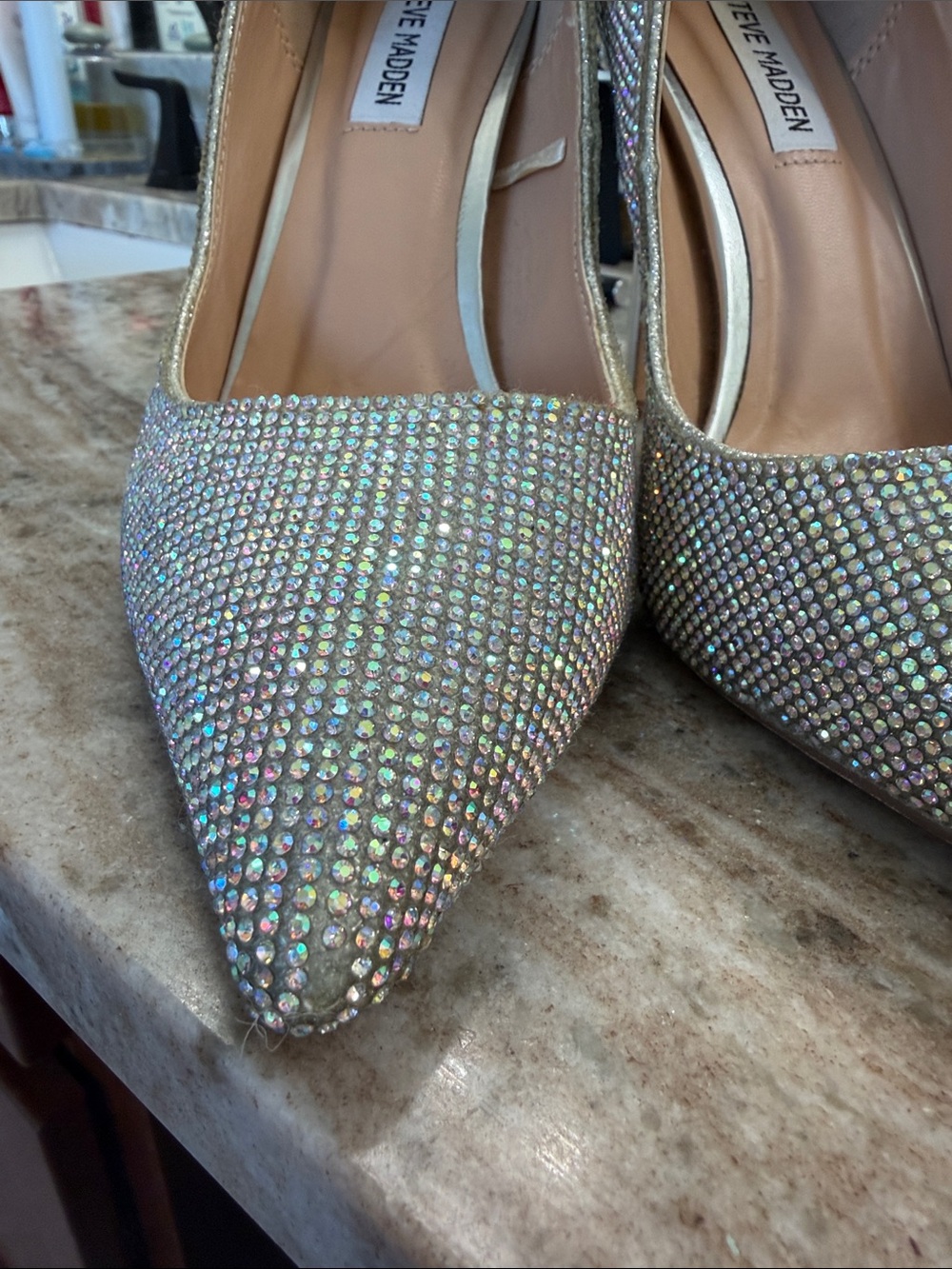 Steve Madden Iridescent Crystal Pointed Toe Pumps